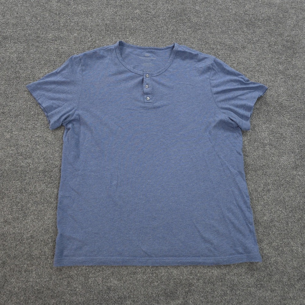 Mack Weldon Shirt Mens XL Blue Pima Cotton Henley Short Sleeve Tee Soft Casual